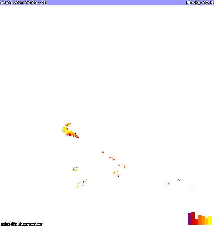 Mapa bleskov Európa 02.05.2024 (Animácia)