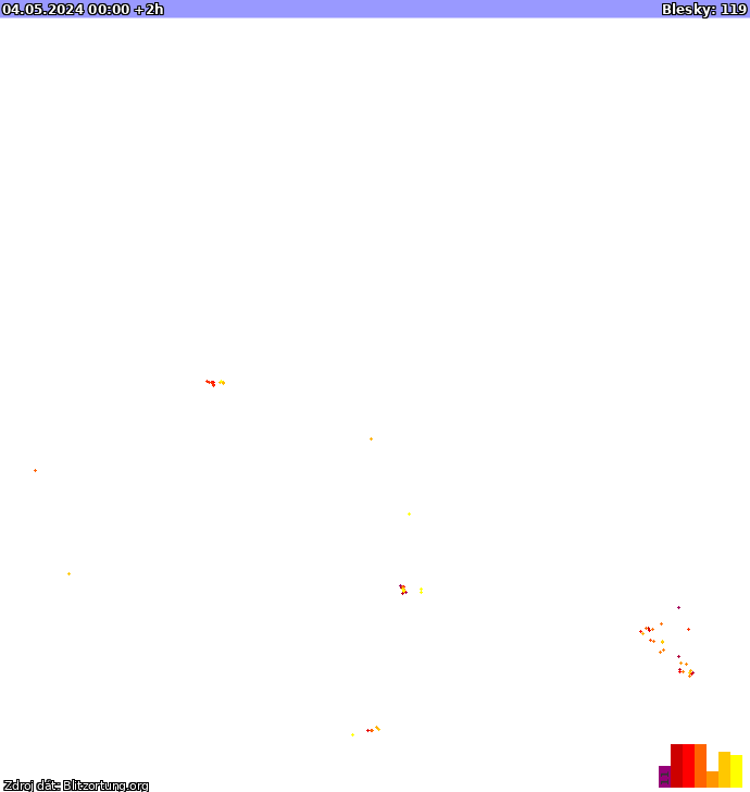 Mapa bleskov Európa 04.05.2024 (Animácia)