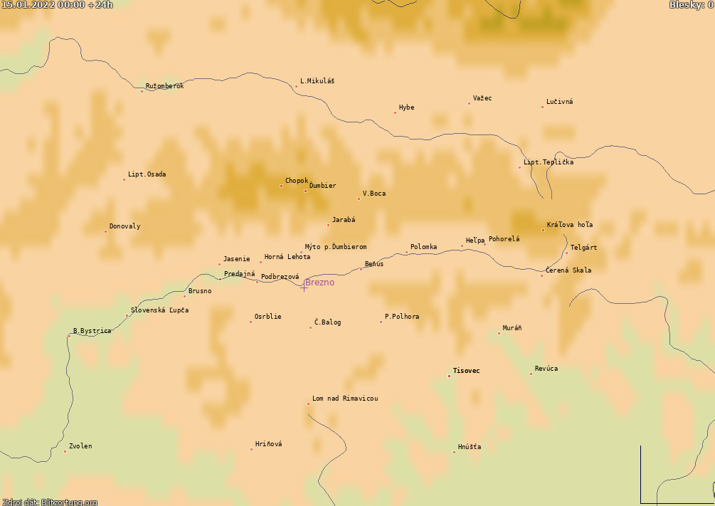 Mapa bleskov Horehronie 16.01.2022