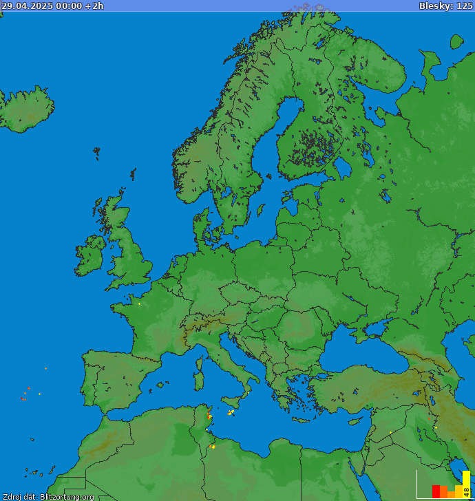 Lightning map Europe 2025-04-29 (Animation)