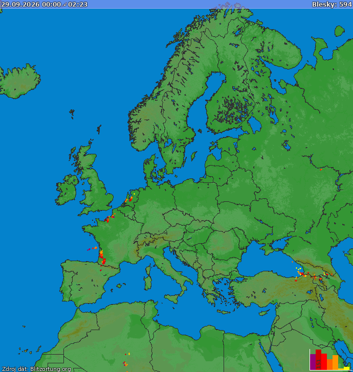 Mapa bleskov Európa 29.09.2026