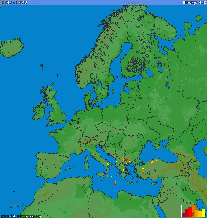Mapa bleskov Európa 07.02.2023 00:14:54