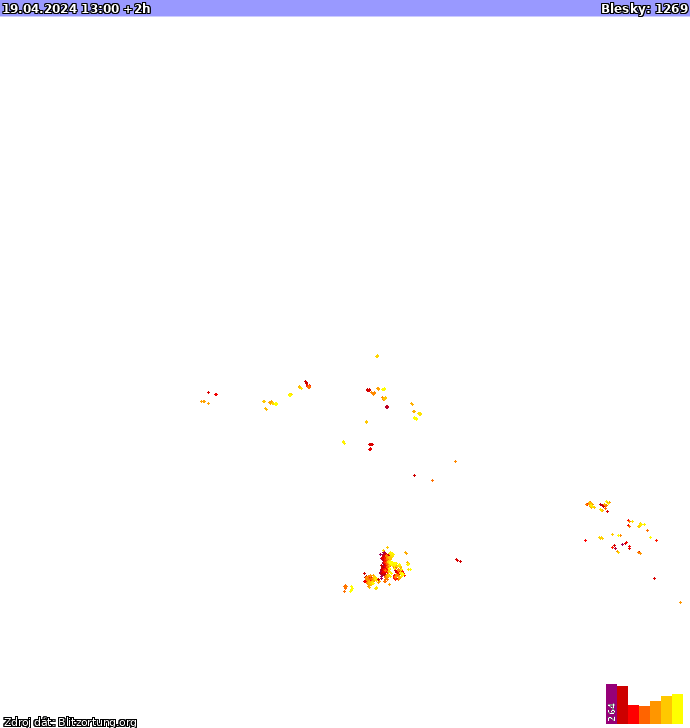 Mapa bleskov Európa 19.04.2024 (Animácia)